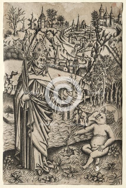St. Augustine and the Child on the Seashore, c. 1465-1469. Creator: Master of the Nuremberg Passion (German).
