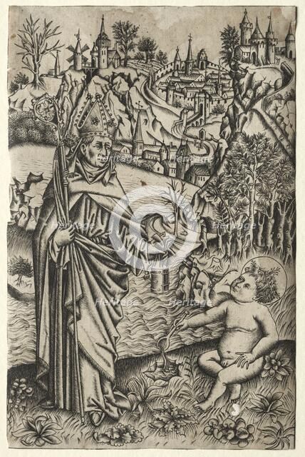 St. Augustine and the Child on the Seashore, c. 1465-1469. Creator: Master of the Nuremberg Passion (German).