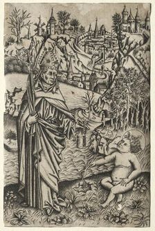St. Augustine and the Child on the Seashore, c. 1465-1469. Creator: Master of the Nuremberg Passion (German)