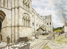 St Augustine's Abbey during construction, c11th century, (c1990-2010). Artist: Peter Urmston