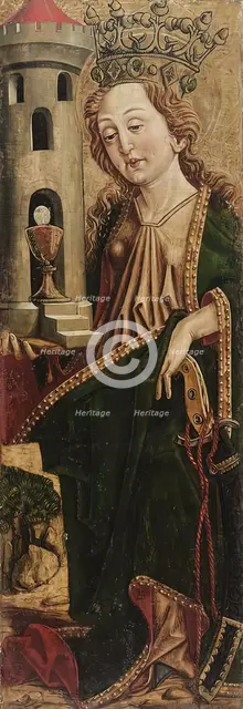 St. Barbara (inside) St. Kassian (outside), 1490. Creator: Friedrich Pacher.