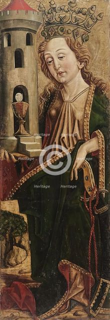 St. Barbara (inside) St. Kassian (outside), 1490. Creator: Friedrich Pacher.