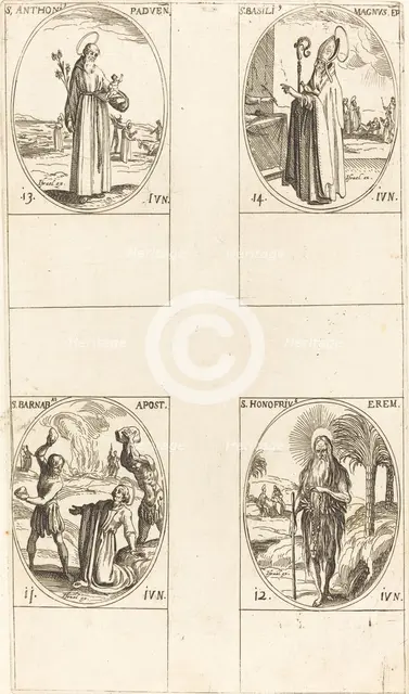 St. Barnabas, Apostle; St. Honofrius; St. Anthony of Padua; St. Basil the Great. Creator: Jacques Callot.