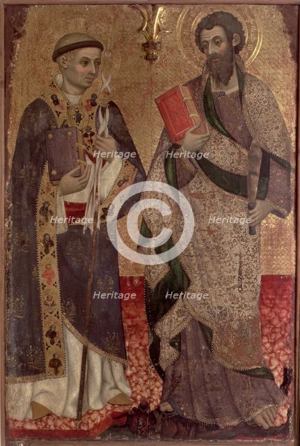 St. Bartholomew and St. Bernard of Claravall, detail of the altarpiece from the Convent of San Do…