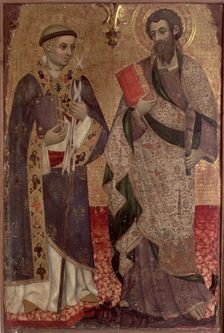 St. Bartholomew and St. Bernard of Claravall, detail of the altarpiece from the Convent of San Do…