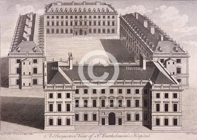 St Bartholomew's Hospital, London, c1740. Artist: William Henry Toms