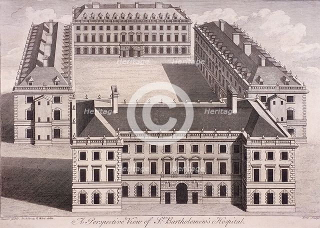 St Bartholomew's Hospital, London, c1740. Artist: William Henry Toms