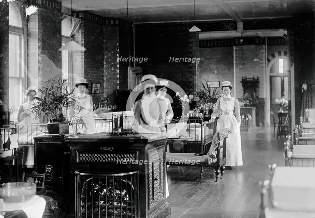 St Bartholomew's Hospital, London: nurses in a ward, c1908. Creator: Unknown.