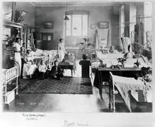 St Bartholomew's Hospital, London: patients and nurses in Mark ward, c1908. Creator: Unknown