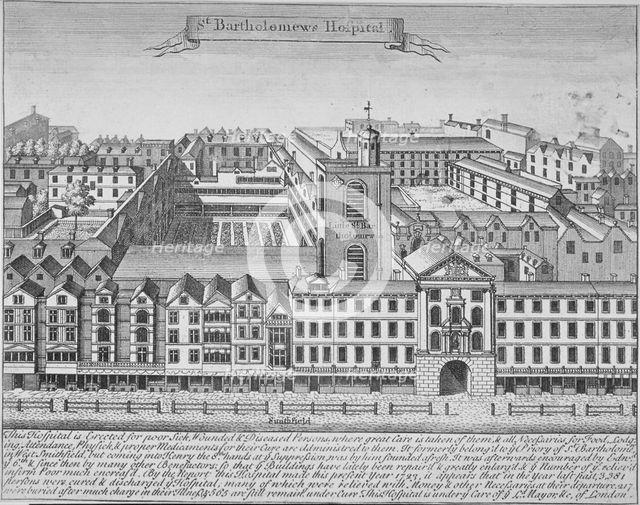 St Bartholomew's Hospital, Smithfield, City of London, 1723. Artist: Anon