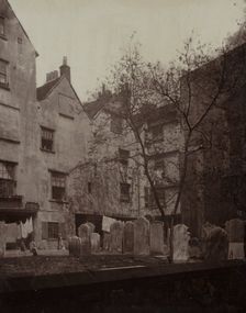 St. Bartholomews: The Churchyard Looking towards Cloth Fair, 1877. Creator: Alfred H. Bool (British); John Bool (British), and ; album issued by The Society for Photographing the Relics of Old London; Henry Dixon (British (modern), 1820-1893)