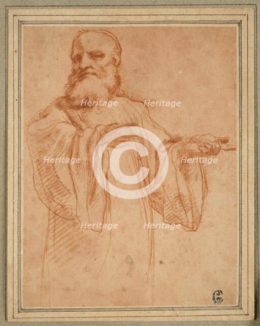 St. Benedict Gesturing to the Left: Study for the Coronation of the Virgin, 1520/23. Creator: Correggio.