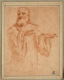 St. Benedict Gesturing to the Left: Study for the Coronation of the Virgin, 1520/23. Creator: Correggio