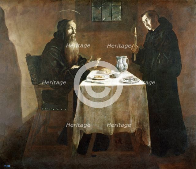 St. Benedict dinner', oil on canvas by Juan Andrés Rizzi.