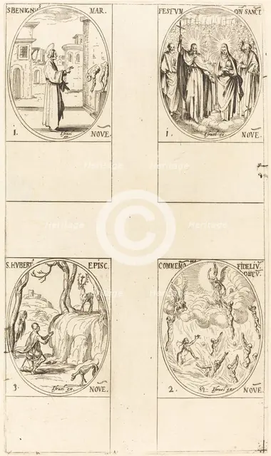 St. Benignus; Festival of All Saints; Commemoration of the Dead; St. Hubert. Creator: Jacques Callot.