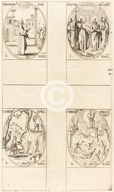St. Benignus; Festival of All Saints; Commemoration of the Dead; St. Hubert. Creator: Jacques Callot.