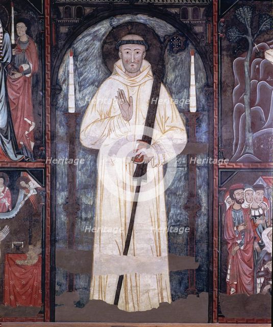 St. Bernard of Claraval (1090-1153), French founder and first abbot of  Clairvaux, central panel …