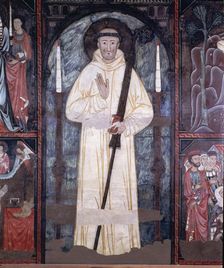 St. Bernard of Claraval (1090-1153), French founder and first abbot of Clairvaux, central panel …