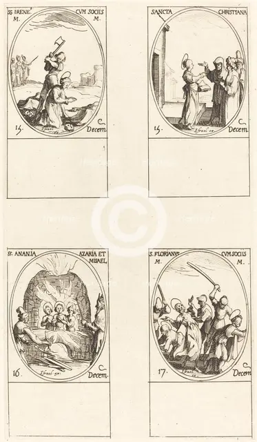 St. Bibiana; St. Birinus; St. Barbara; St. Sabbas. Creator: Jacques Callot.