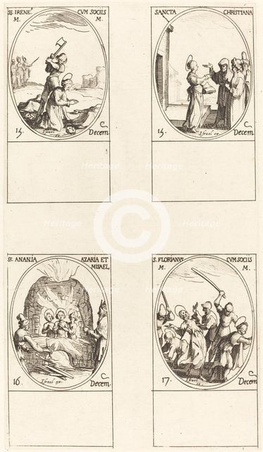 St. Bibiana; St. Birinus; St. Barbara; St. Sabbas. Creator: Jacques Callot.