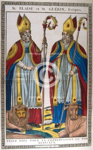 St Blaise and St Guerin, 19th century. Artist: Anon