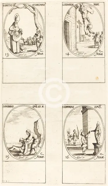 St. Brice; St. Serapion; St. Eugenius; St. Edmund. Creator: Jacques Callot.