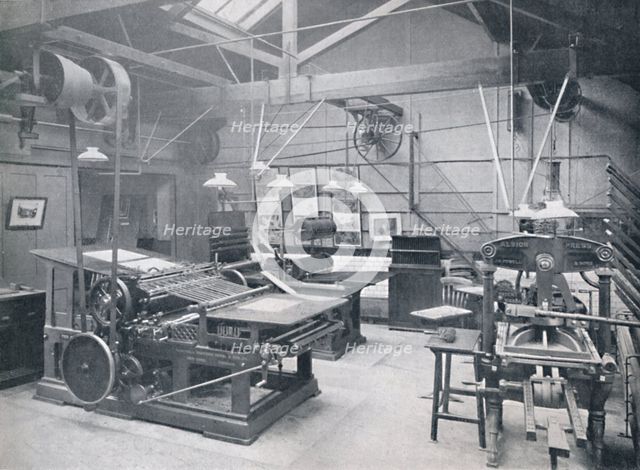 'St. Bride Foundation School. Letterpress Machine Room', 1917. Artist: Unknown.