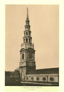 St Bride, Fleet Street, The Steeple mid-late 19th century. Creator: Unknown