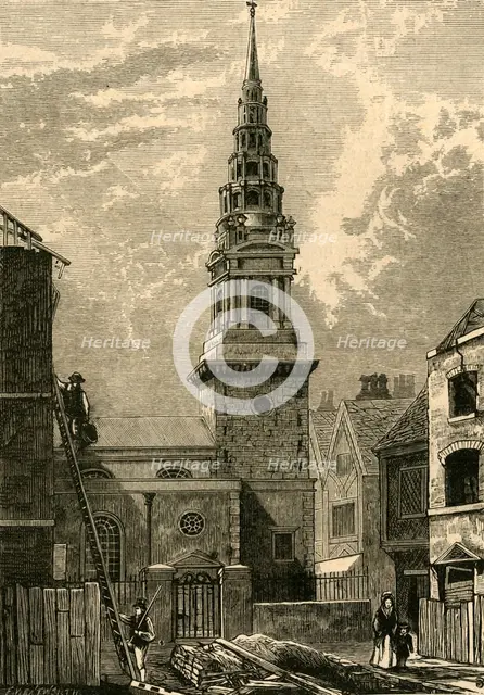 'St. Bride's Church, Fleet Street, 1824', (1897). Creator: Unknown.