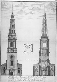 St Bride's Church, Fleet Street, City of London, 1700. Artist: Anon