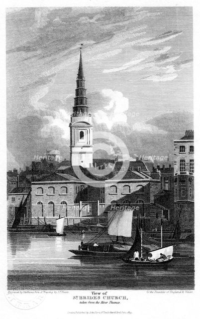 St Bride's Church, London, 1815.Artist: Matthews