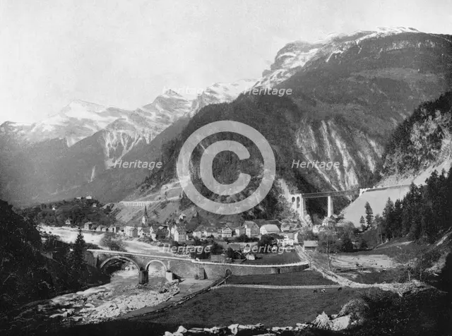 St Gotthard Pass and Bridge, Switzerland, 1893.Artist: John L Stoddard