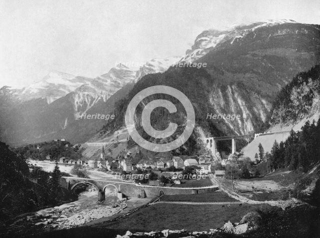 St Gotthard Pass and Bridge, Switzerland, 1893.Artist: John L Stoddard