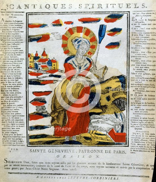 St Genevieve of Nanterre, French nun and prophetess, 19th century. Artist: Anon