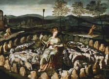 St Genevieve gardant ses moutons ('St Genevieve watching her Flock'), 16th century. Artist: Anon