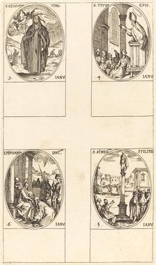 St. Genevieve; St. Titus; St. Simeon Stylites; Epiphany. Creator: Jacques Callot