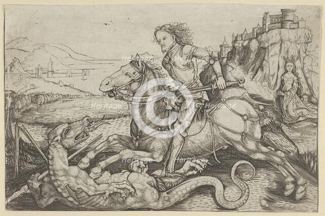 St. George and the Dragon, 1480-90. Creator: Master AG.