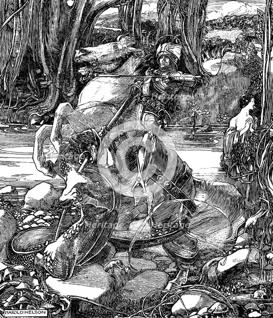 'St George and the Dragon', 1901. Artist: Unknown
