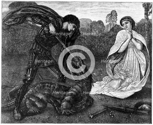 'St George and the Dragon', 1930s.Artist: Birket Foster