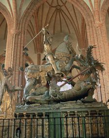 St George and the Dragon statue, inside the Storkyrkan Church, Stockholm, Sweden