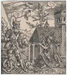 St George as the Emperor's Patron Saint, from The Habsburg Saints (Ima..., ca.1516-18, printed 1799. Creator: Hans Springinklee