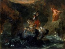 St George Fighting the Dragon or Perseus Delivering Andromeda 1847. Artist: Eugène Delacroix