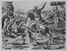 St George Killing the Dragon, 1542. Creator: Enea Vico