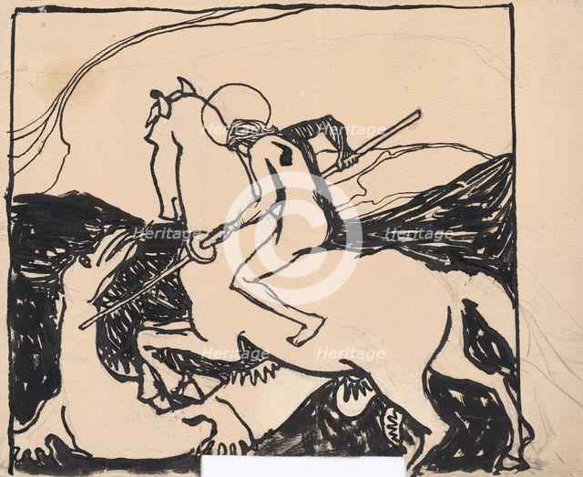 St. George Killing the Dragon, 1909-1911. Creator: Konstantín Kövári-Kacmarik.