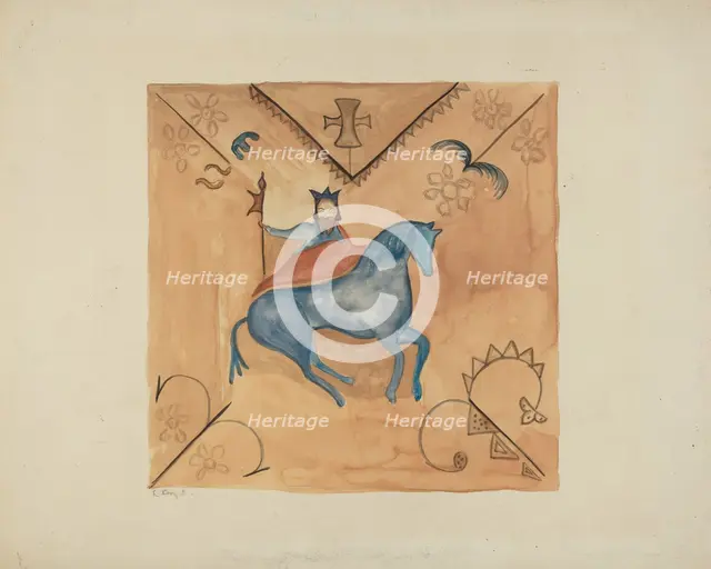 St. George (Painted on Deerskin), 1935/1942. Creator: E. Boyd.