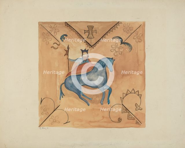 St. George (Painted on Deerskin), 1935/1942. Creator: E. Boyd.