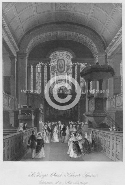 'St. George's Church, Hanover Square. Celebration of a Noble Marriage', c1841. Artist: Henry Melville.