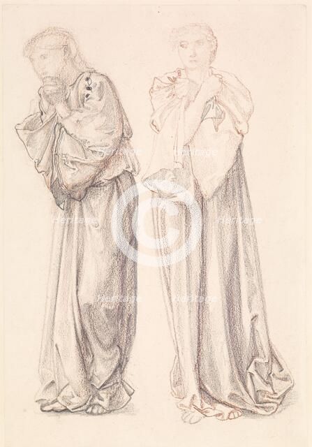 St George Series - Two Studies of Female Attendants for 'The Princess draws the fatal Lot', 1865-66. Creator: Sir Edward Coley Burne-Jones.