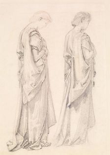 St George Series - Two Studies of Female Attendants for The Princess draws the fatal Lot 1865-66. Creator: Sir Edward Coley Burne-Jones