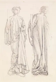 St George Series - Two Studies of Female Attendants for The Princess led to the Dragon 1865-1866. Creator: Sir Edward Coley Burne-Jones